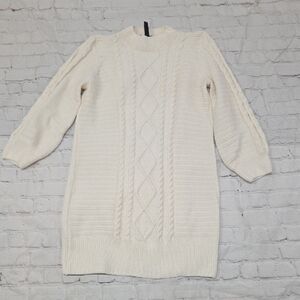 Allison Brittney Cream Cable Knit Mini Dress
